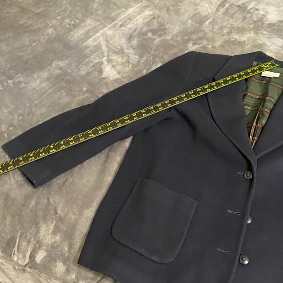 Talbots Women's Blazer Jacket Large Navy Blue Wool Blend Three Button Workwear - Picture 10 of 15